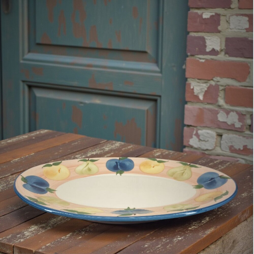 A. SANTOS PORTUGAL -- Large Oval Serving Platter, Hand Painted, Fruit, Vintage - Picture 9 of 9
